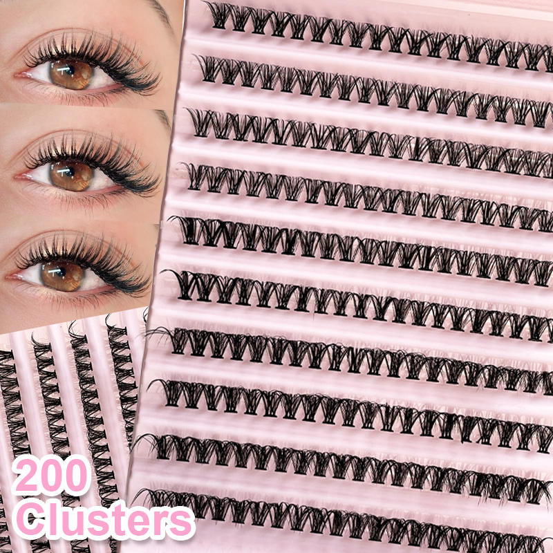 Eyelash Extension For Asian Eyes - ขนตาปลอมแบบช่อ 8-16 มม. 200 ชิ้น ขนตาแบบกลุ่ม