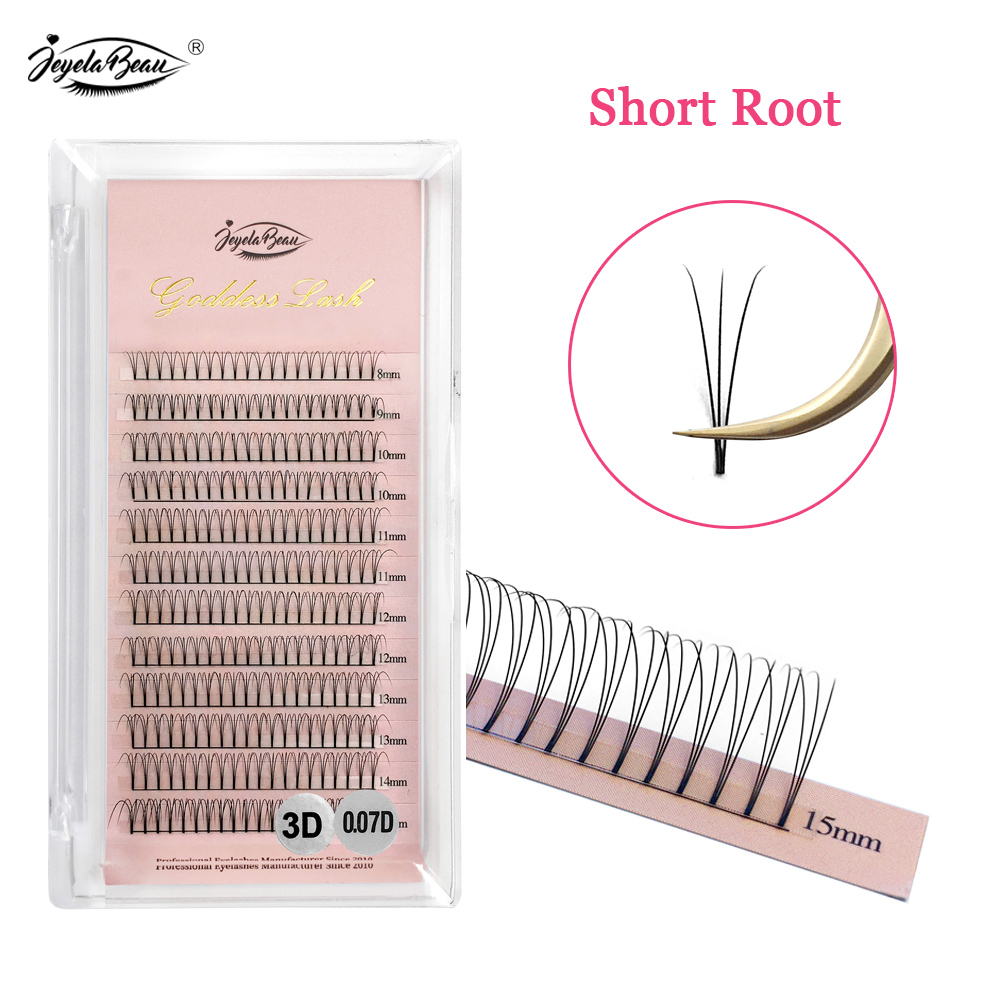 Eyelash Extension Russian - เทพธิดา 3D Premade พัดลมขนตาสั้น Root W