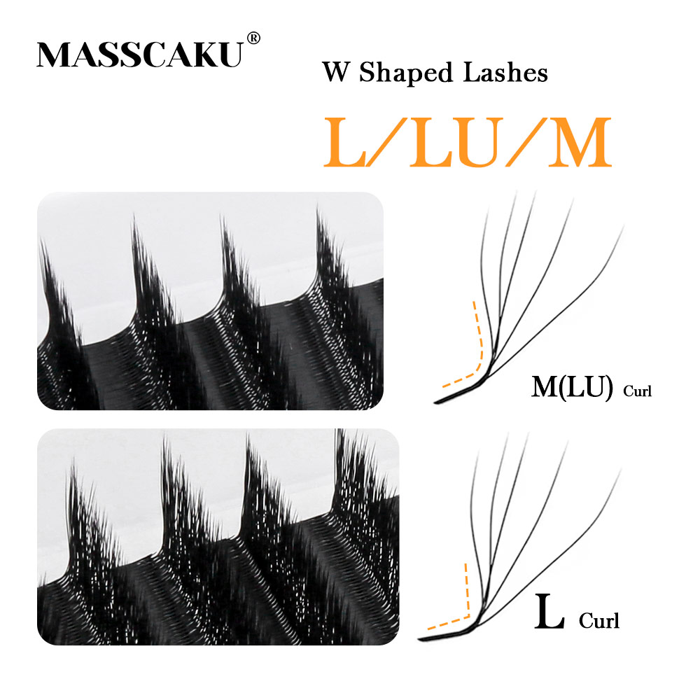 Eyelash Extension Human Hair - ขนตาปลอม MASSCAKU L LU M Curl