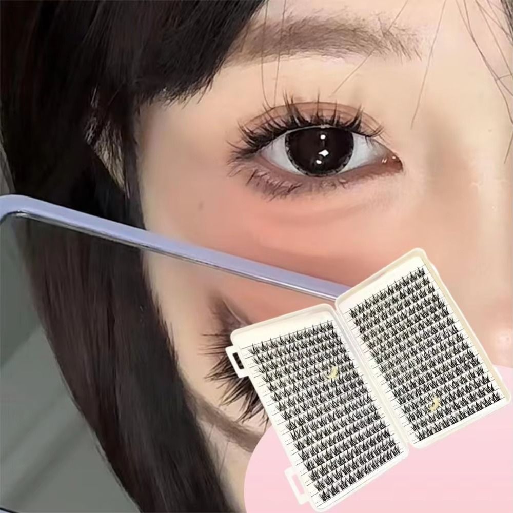 Eyelash Extension Natural Look - ขนตาปลอมลุคธรรมชาติ ดีไซน์แบบคลัสเตอร์พร้อมกาวและซีล ขนตาปลอม 3D สไตล์วิสปี้ ชุดต่อขนตา