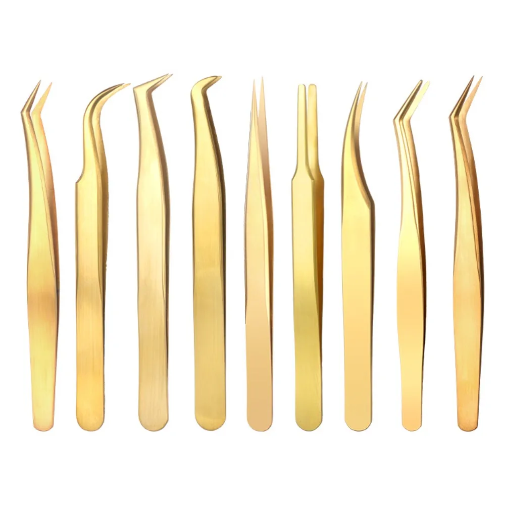 Eyelash Extension London - ใหม่สแตนเลสสตีล Lash EXTENSION แหนบ Anti-SLIP GOLD