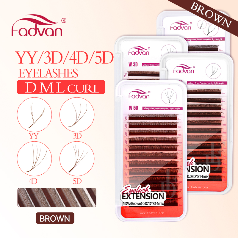 Eyelash Extension For Asian Eyes - FADVAN สีน้ําตาล 4D/3D/5D ขนตา W รูปร่างขนตา