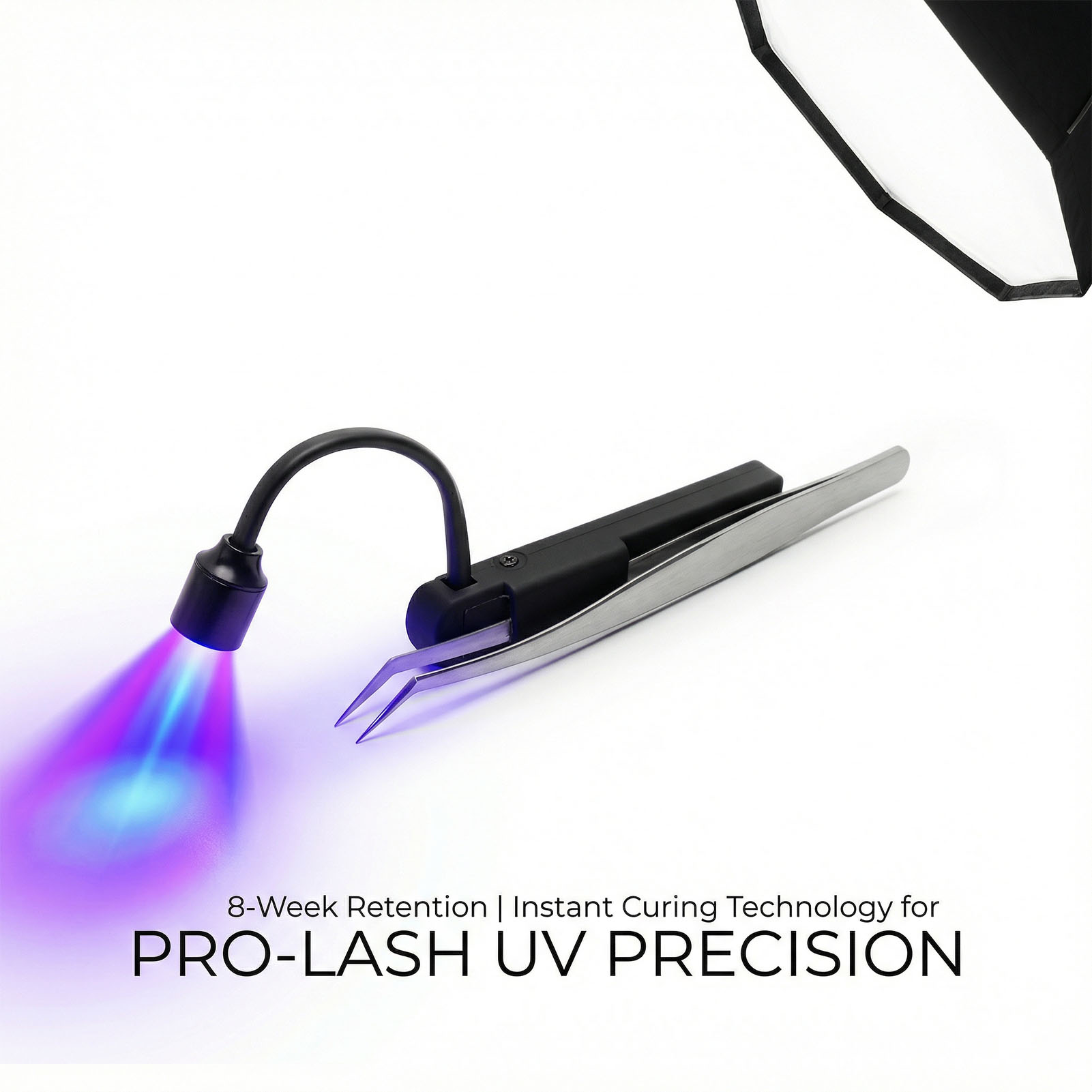 Eyelash Extension Look - โคมไฟ LED สำหรับต่อขนตา 1W 395nm พร้อมไฟอบกาวแห้งเร็วและแหนบพกพาสำหรับต่อขนตา