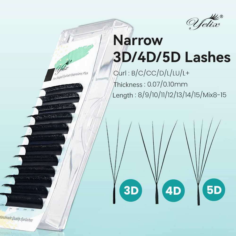 Eyelash Extension For Asian Eyes - ชุดขนตาปลอมแบบสำเร็จรูป Yelix Narrow 3D 4D 5D