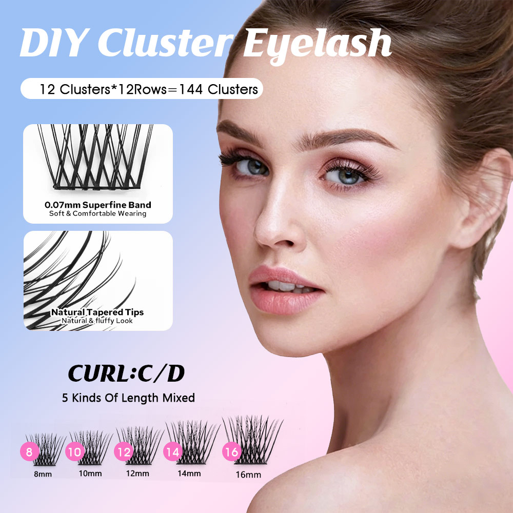 144 ชิ้น ขนตาปลอมแบบกลุ่ม DIY  - Eyelash Extension Russian บทวิจารณ์และราคา